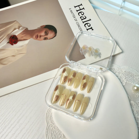 Beige Script | Premium Press on Nails