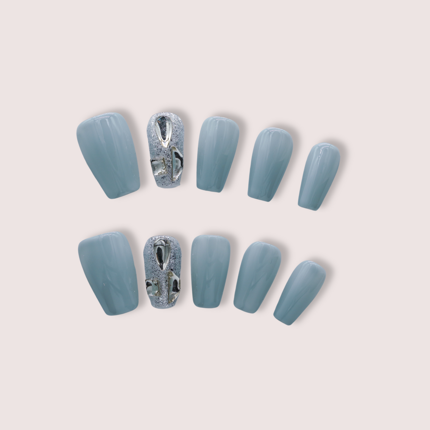 Creamy Blue Diamond | Premium Press on Nails