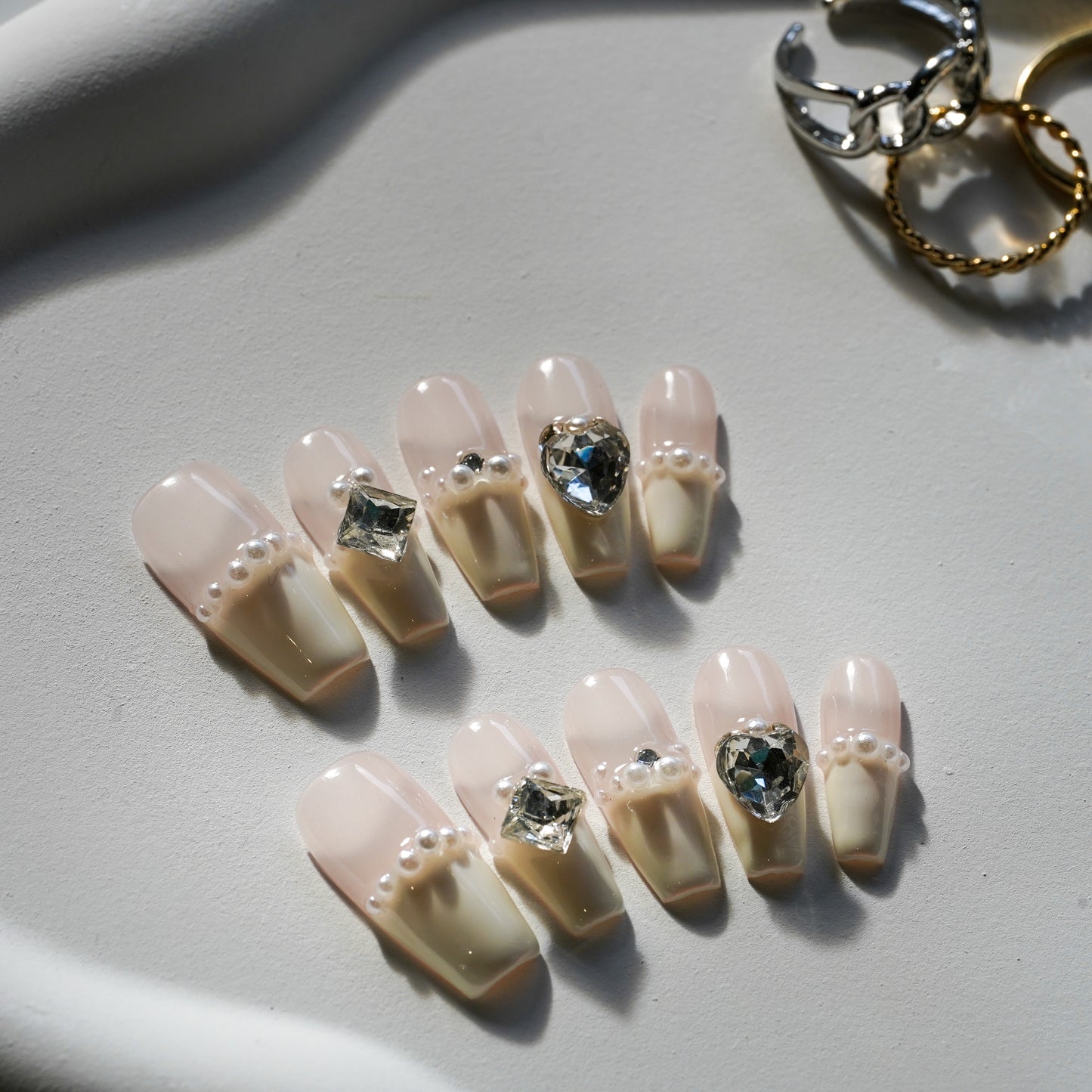 Pearl French Diamond | Premium Press on Nails