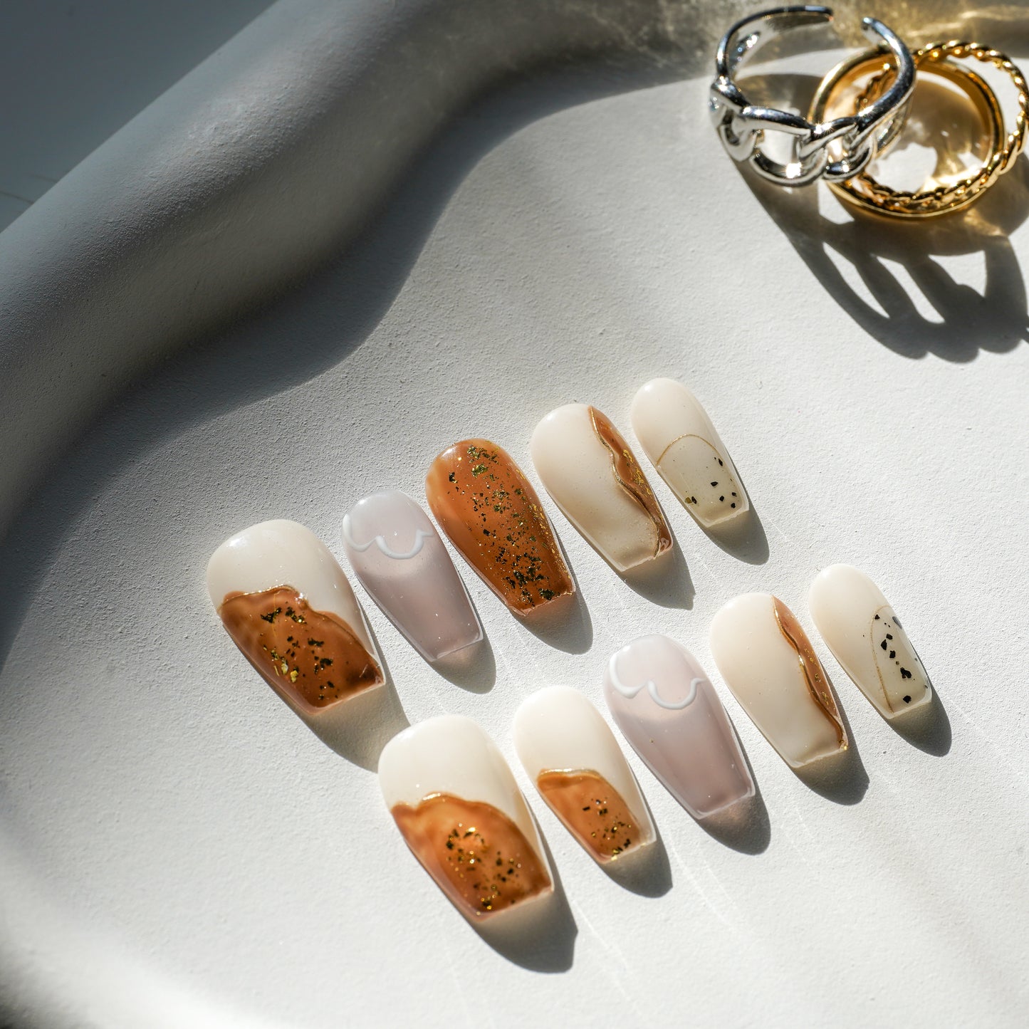 Gilded Marble | Premium Press on Nails